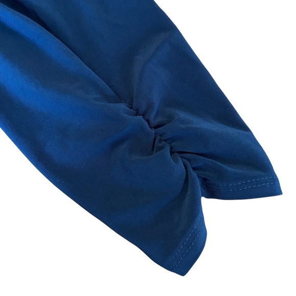 NY COLLECTION WOMAN RUCHED FIGURE FLATTERING V-NECK 3/4 SLEEVE DRESS SZ 1X NAVY - Picture 4 of 8